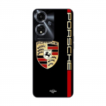 Coque pour Oppo A59 5G PORSCHE logo rouge et dor&eacute;e fond noir Maniacase