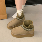 Naiste pahkluu platvormiga lumesaapad, lamedad seemisnahast soojad kuduvad pehmed puuvillased kingad Naiste talv 2025 Trend vabaaja k&otilde;ndimine Botas Mujer 35 vaarika