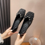 2024 Kingad Naistele Luksuslikud Korterkingad S&auml;delevad Kivid Vabaaja Mokassiinid T&uuml;drukute Mood Slip-on Loafers 33-43 43 must