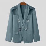 INCERUN Kevadised meeste pikkade varrukatega v&auml;ljal&otilde;ikega &otilde;hukesed bleiser-plaastrit&ouml;&ouml; &otilde;&otilde;nsad mantlid 5XL sinine