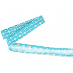 Biais de couture 3 m x 20 mm - Bleu clair &agrave; losanges orange & bleu