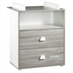 Commode &agrave; langer - Babyprice - Smile - Ch&ecirc;ne silex - 2 tiroirs - 1 niche - En bois - Blanc