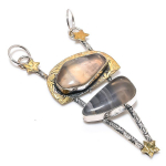 Fluorite Handmade 925 Sterling Silver Gift Two Tone Pendant 3.39 m4d55