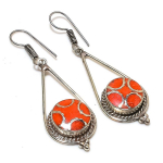 Red Coral Handmade Jewelry Earring 2.40 w8f66