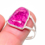 Pink Lace Agate Handmade 925 Sterling Silver Jewelry Ring Size 10.5 t1h26