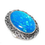 Natural Blue Triplet Opal Gemstone 925 Sterling Silver Jewelry Ring Size 8 i4m75