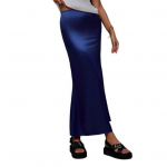 Naiste kalasabaseelik suure &auml;&auml;rega k&otilde;rge v&ouml;&ouml;kohaga puusade &uuml;mber m&auml;hitud imitatsioonsiidist maksiseelik &uuml;hev&auml;rviline salendav satiinist seelik S veinipunane v&auml;rv