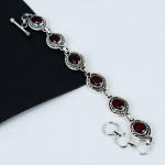 Looduslik Punane Granaat V&auml;&auml;riskivi K&auml;sitsi valmistatud 925 Sterlingh&otilde;be K&auml;ev&otilde;ru, Punane Granaat K&auml;ev&otilde;ru Naisele, Unisex K&auml;ev&otilde;ru, Peokandmiseks Kingitus 8" punane