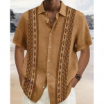 Meeste 3D Jingyesi tr&uuml;kitud s&auml;rk n&ouml;&ouml;biga s&auml;rk vabaaja s&auml;rk l&uuml;hikeste varrukatega igap&auml;evane puhkuseriietus L pruun