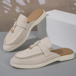Uued Vabaaja Madala Kontsaga Mules Lukk Tutt Mokassiinid Moodsad Naiste &Uuml;ksikud Kingad Br&auml;nd Metallpandlaga Sandaalid Mugavad Slip-on Kingad 38