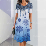 2024. aasta uued naiste kleidid Graafilise tr&uuml;kiga Elegantsed ja kaunid Midikleidid Suures suuruses naiste suvine &uuml;hes t&uuml;kis kleit 2XL