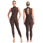 Womens Shiny Rhinestones Gymnastics Figure Skating Ballet Dance Unitards Tight Fitting Jumpsuit Performance Bodysuit Costume XL