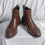 Uued Mustad Moodsad Neetidega Meeste Chelsea Saapad &Auml;ri Slip-On Meeste Oxford Kingad Luksuslik Disainer Nahast Formaalne Kleit Kingad Mehed 42