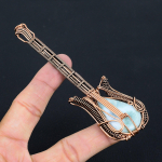 Republic Larimar Handmade Copper Wire Wrap Guitar Pendant 4.53 p2j86