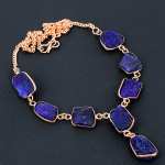 Sapphire(Simulated) Gemstone Handmade Copper New Year Gift Necklace 18 y5z97