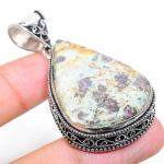 Ruby in Fuchsite Ethnic Handmade 925 Sterling Silver Jewelry Pendant 2.25 v4u76