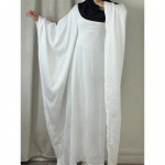Ramadan Eid Pehme krepp Khimar Batwing Abaya Dubai Islami moslemi tagasihoidlikud Aafrika kleidid naistele Kaftan Kebaya Robe Femme Musulma Size one valge
