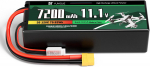 Lipo aku 3S 11.1V 7200mAh 120C XT90 pistikuga &ndash; K&otilde;rge v&otilde;imsus RC mudelitele &ndash; K&otilde;va korpus, Silikoonjuhe must