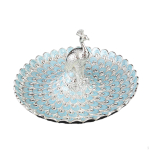 Centerpiece Bowl in Peacock Shape for Makeup And Snack Display Silver White white