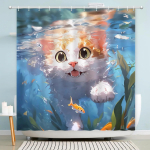 Naljakas sukeldumiskassi du&scaron;ikardin Multifilmid loomad &otilde;limaali stiil pol&uuml;ester pestav du&scaron;ikardinad konksudega vannitoa sisustus 90x180cm-35x70in