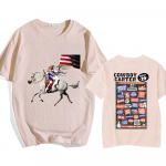 Cowboy Carter Beyonc&eacute;e T-s&auml;rk Graafilise tr&uuml;kiga T-s&auml;rk Puuvill L&uuml;hikeste varrukatega Suvine T-s&auml;rk Naiste/Meeste R&otilde;ivad T&auml;navamood T&uuml;drukud 4XL
