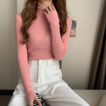 Talvine kilpkaelusega naiste kampsun, silmkoeline pullover Pehme &otilde;huke pikkade varrukatega &uuml;laosa &uuml;hev&auml;rviline Basic k&otilde;rge kaelusega džemprid, naiste riided One Size