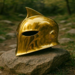 K&auml;sit&ouml;&ouml;na valmistatud Doctor Fate kiiver: Poleeritud kuldne DC Cosplay rekvisiit
