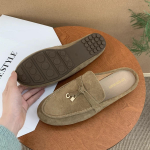 Moodsad Muller Sussid K&otilde;rge Kvaliteediga Luksuslikud Mokassiinid Suede Moodsad Kingad &Uuml;mara Ninaga Naistele Mokassiinid Mugavad Naiste Laisad Slip-on Fl 35 khaki
