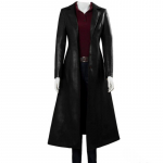 Naiste pikk &uuml;hev&auml;rviline Steampunk Gooti rev&auml;&auml;riga Biker jakk - Streetwear PU trenchcoat XXXXXL must