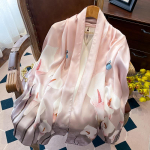 Luksusbr&auml;nd 100% Ehtne siidist sall naistele disaineri sallid ja keep elegantse lillemustriga pashmina pehmed pikad sallid femme hijab