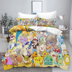 Pok&eacute;mon Pikachu seeria voodipesukomplekt multikaprindiga tekikott padjap&uuml;&uuml;r, toa tekikott komplekti kaunistus, suur king 260x240cm 240x220cm