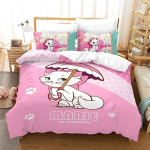 Armas Marie Kassi Multikakujuline Voodipesukomplekt Tekikoti Komplekt 3D Prindiga Tekikate Voodipesu Poisi T&uuml;druku Voodipesukomplektid Magamistoa Dekoor 135x200cm 2pcs pink