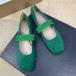 Moodsad tasased kingad naistele Retro Ruudukujuline nina Madal suu Uued Suvised Ballet Mary Jane Kingad Suurused 42 43 Vabaaja Naiste Kingad 35 roheline