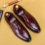 Moodsad Uued Meeste Kleidi Kingad K&auml;sit&ouml;&ouml; Ehtne Nahk Mehelikud Oxford Itaalia Klassikaline Vintage Paelad Meeste Brogue Kingad Oxford 37 must