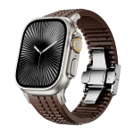 Luksuslik silikoonist rihm Apple Watch Ultra 3/2/1 49mm seeria 11/10 46mm spordik&auml;ev&otilde;ru k&auml;epael iWatch 9 8 7 6 5 SE 45mm 44mm jaoks 44mm 45mm 46mm pruun