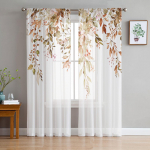 T&auml;nup&uuml;ha S&uuml;gis Metsikud Lilled Voile kardinad magamistoas t&uuml;llist aknakardinad elutuppa L&auml;bipaistvad kardinad rulookardinad kardinad 1 PCS W100XH250cm&Grommet Top