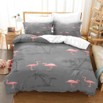 3D Flamingo Voodipesu Loomapildiga Udusule Tekikott Padjap&uuml;&uuml;r 2/3 Osa Mugav Kate &Uuml;heinimesevoodi Kaheinimesevoodi Luksuslik Kiiresti Kuivav Kodu Tekstiil Kingitus Baby 100x135cm