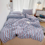 Korea Minimalistlik Triibuline Puuvillane Voodipesukomplekt: Tekk ja pingulduslinad 1,8 voodile 1.8m Bedspread 4-piece Set (200x230 Duvet Cover)