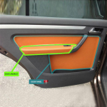 4 tk Mikrokiudnahast Siseuksepaneeli / Ukse k&auml;etoe katte liist VW Touran 2006 2007 2008 2009 2010 2011 2012 jaoks - 4xDoor Armrest B-red