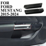 Carbon fiber style inner door handle panel trim cover for Ford Mustang 2015-2024