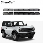 6Pcs Carbon Fiber Front Grille Bumper ert Mesh Net Trim For Ford Bronco +