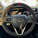 ization Car Steering Wheel Cover Hand Sewing Suede Leather Non-Slip For Toyota Corolla RAV4 - Camry 2018- Blue Thread