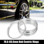 4pcs 70.6mm to 66.6mm Aluminium Alloy Car Hub Centric Rings Wheel Bore Spacer