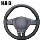Hand sewing PU Artificial Leather Car Steering Wheel Cover for Volkswagen Golf 6 Mk6 Jetta 6 Polo 2011 2012 2013 2014 White Thread