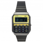 Renoveeritud Casio Vintage Heritage Colors Digitaalne Roostevabast Terasest Kvarts CA-500WEGG-9B Unisex Kalkulaatoriga K&auml;ekell kollane/must