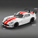 1:24 DODGE Viper ACR 2016 Super Sport Kupee M&auml;nguauto Valatud Metallist Autod M&auml;nguasi T&otilde;mmatav Mudelautod Heli ja Valgusega Lapsele valge