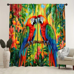 2 tk V&auml;rvilised papagaimustriga kardinad sobivad magamistoa elutoa k&ouml;&ouml;gi kaunistamiseks kodukaunistus aknakate 100*130 Rod Pocket 1pcs red