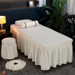 Kohandatud suurus auguga Ilusalongi massaažilaua voodilina Voodiseelik Nahas&otilde;bralik massaaživoodilina SPA T&auml;iskate Funda Camilla Pillowcase beež