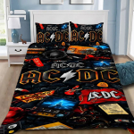 Moodne AC/DC Rock B&auml;ndi Tekikott Padjap&uuml;&uuml;r Voodipesukomplekt T&auml;iskasvanud Poiss T&uuml;druk Magamistoa Kaunistus &Uuml;he-kahekohaline Suur Suurus AU Single(140*210cm)3pcs