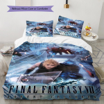 Final Fantasy Mustriga Voodipesu Tekikomplekt Tekikate Padjap&uuml;&uuml;r Kodu Kaunistus Kingitus (1 * tekikott + 2 * padjap&uuml;&uuml;ri, ilma s&uuml;damikuta) 135x200cm